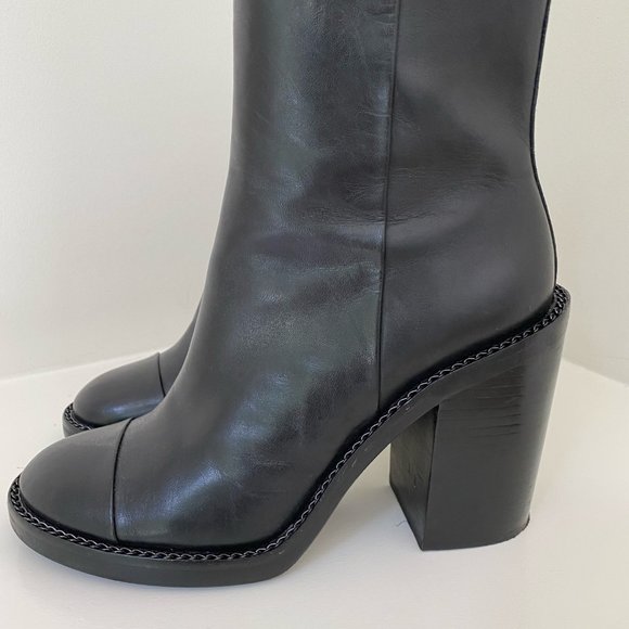 KENDALL & KYLIE BLACK LEATHER ANKLE BOOTS SZ 10 - Picture 2 of 5